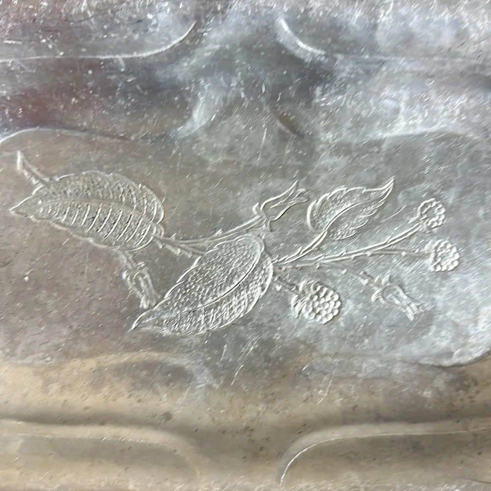 Vintage farberware wrought aluminum embossed floral leaves pre owned.